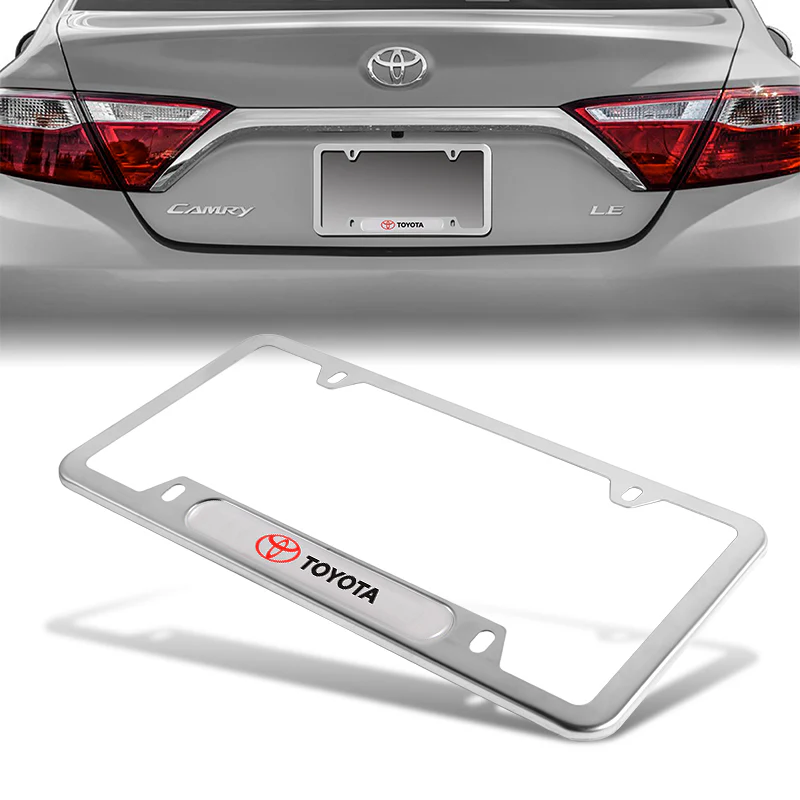 TOYOTA Stainless Steel License Plate Frame 2pcs with Caps Bolt Brand New SET - Image 9