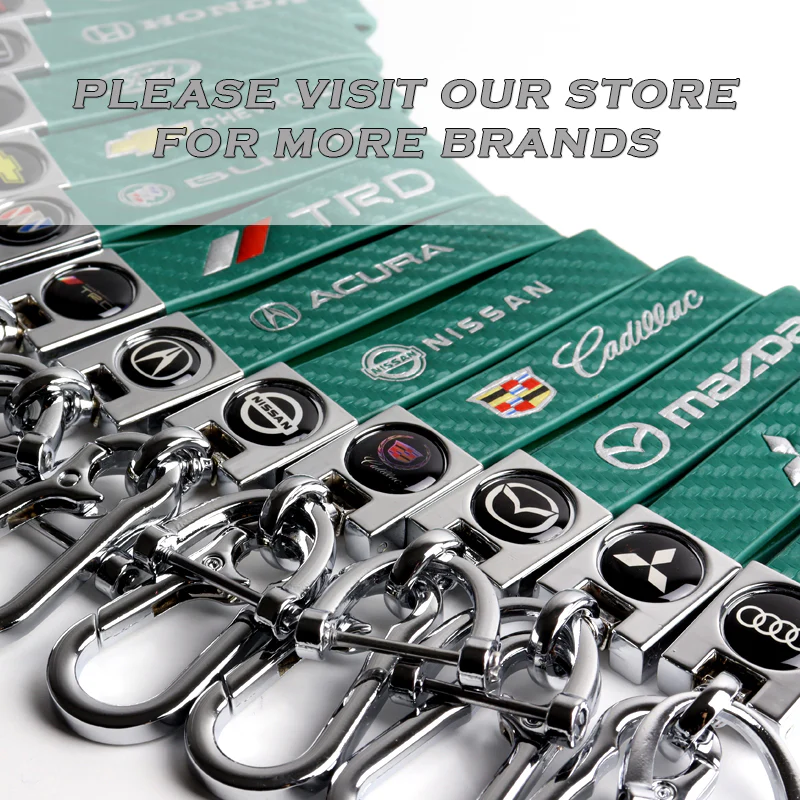 TOYOTA SUPRA COROLLA Camry Universal Chrome 3D Logo Carbon Fiber Look Green Leather Metal Gift Decor Quick Release Lanyard Keychain - Image 9