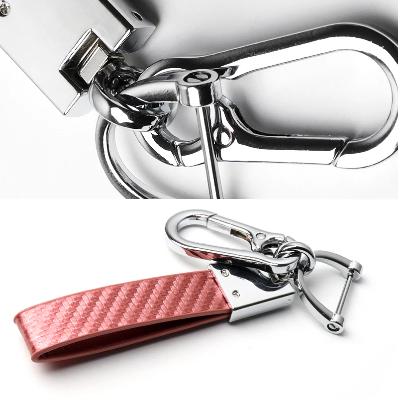 TOYOTA SUPRA COROLLA Camry Universal Chrome 3D Logo Carbon Fiber Look Rare Pink Leather Metal Gift Decor Quick Release Lanyard Keychain - Image 6