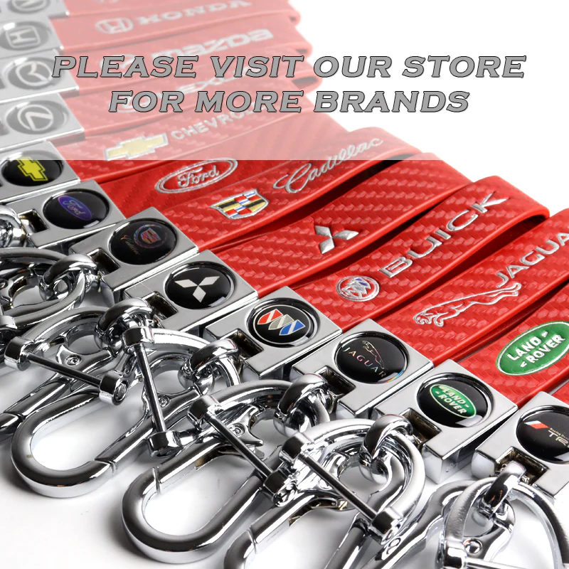 TOYOTA SUPRA COROLLA Camry Universal Chrome 3D Logo Carbon Fiber Look Red Leather Metal Gift Decor Quick Release Lanyard Keychain - Image 9