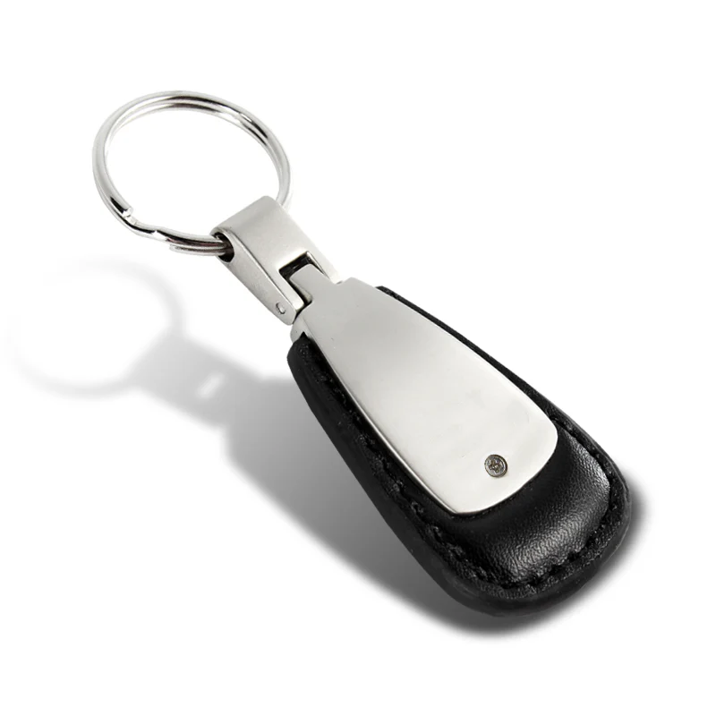 TOYOTA Tear Drop Authentic Black Leather Key Fob Keyring Keychain Tag Engraved - Image 2