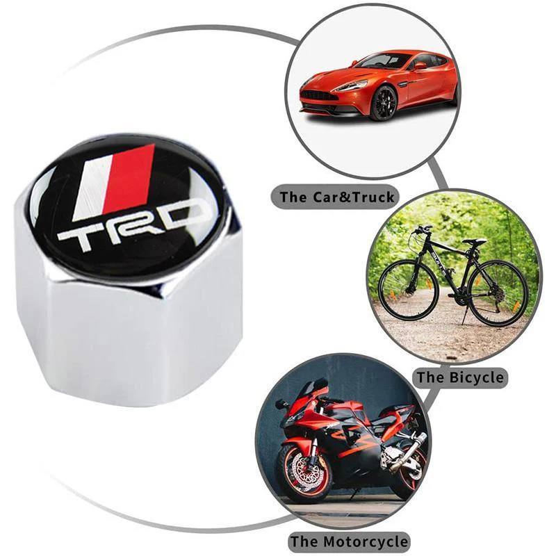 Toyota TRD Set LOGO Emblems with Silver TRD Keychain Tire Wheel Valves Air Caps - US SELLER - Image 2