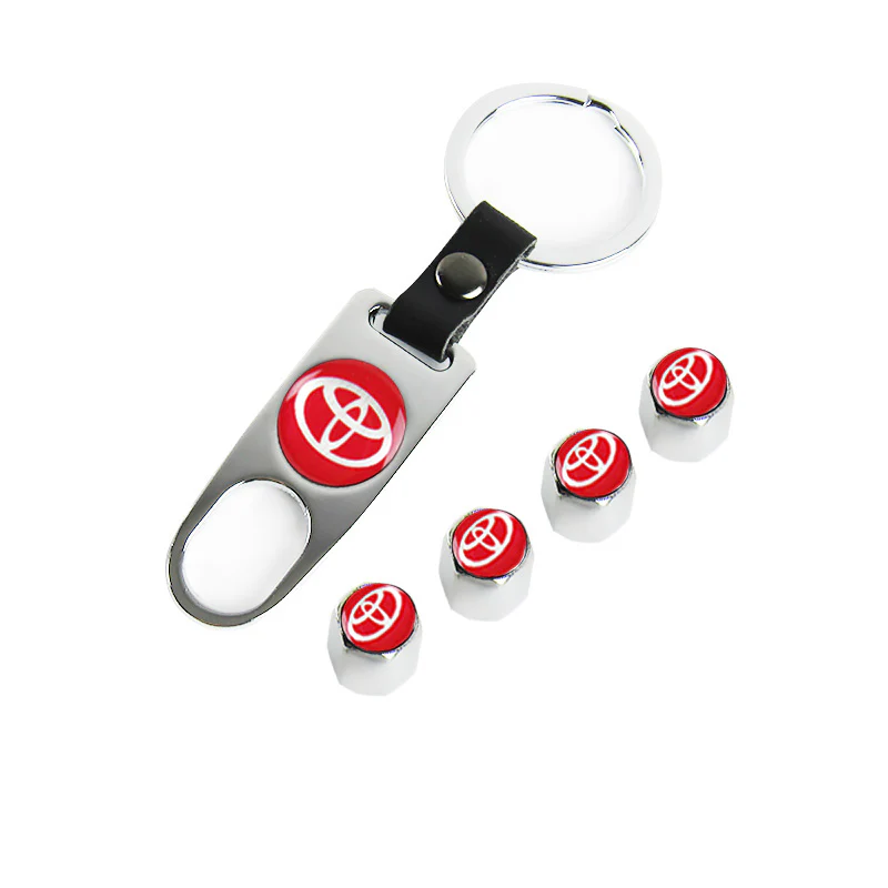 TOYOTA TRD Universal Car SUV Wheel Tire Valves Dust Stem Air Caps Keychain Emblem Silver Set - Image 7