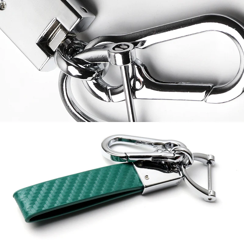 TOYOTA TRD Universal Chrome 3D Logo Carbon Fiber Look Green Leather Metal Gift Decor Quick Release Lanyard Keychain SUPRA COROLLA Camry - Image 6