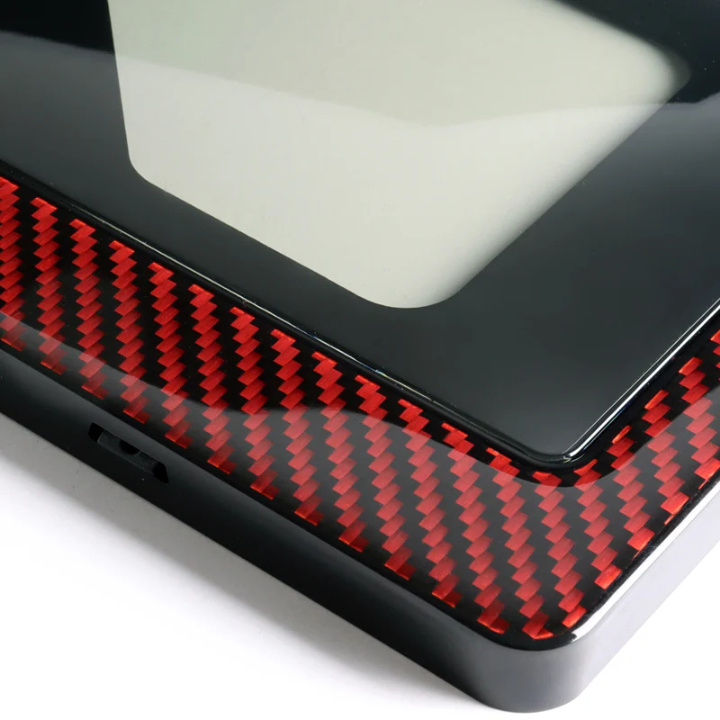 TRD Real Carbon Fiber License Plate Cover Protector Red Shield Frame with Bracket - Image 2