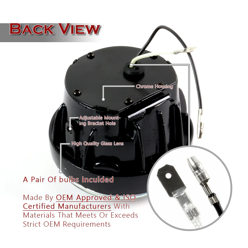 Universal 3.5" Round Fog and Driving Lights Kit -Chrome Housing, Clear Lens, Includes Switch - Image 3