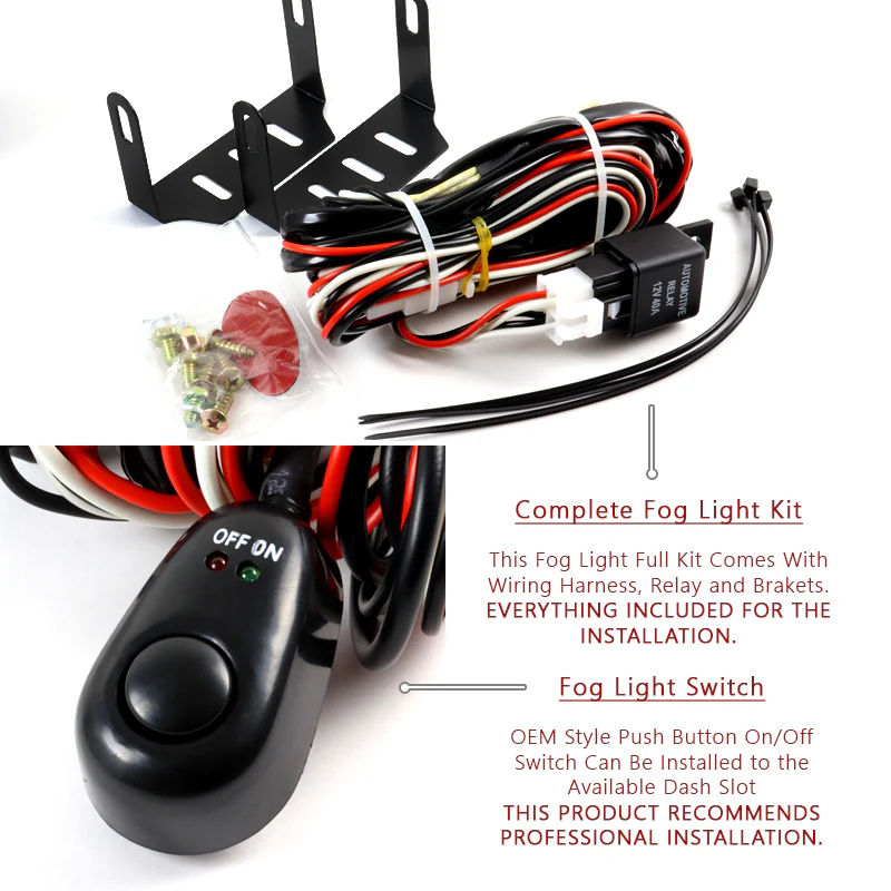 Universal 3.5" Round Fog and Driving Lights Kit -Chrome Housing, Yellow Lens, Includes Switch - Image 4