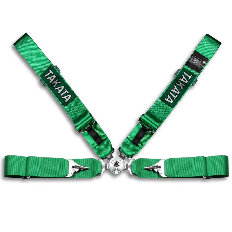 Universal 4 Point Green Camlock Quick Release Car Seat Belt Snap-On Harness TAKATA Racing 3"