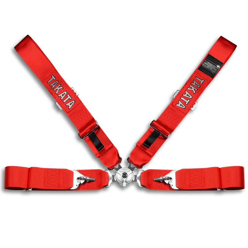 Universal 4 Point Red Camlock Quick Release Car Seat Belt Snap-On Harness TAKATA Racing 3"
