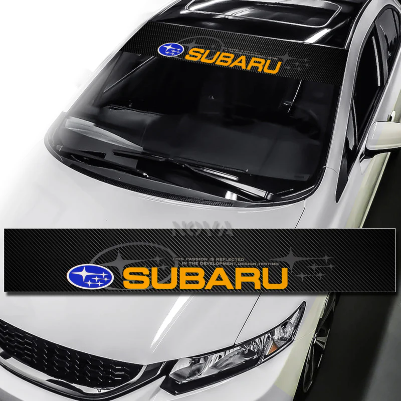 Universal 59" x 4" Black Side Skirt Extension Rocker Splitters Diffuser Lip 6pcs with Subaru Carbon Fiber Windshield Banner - Image 4
