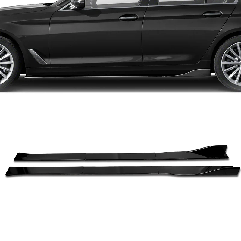 Universal 59" x 4" Painted Black Side Skirt Extension Rocker Splitters Diffuser Lip 6pcs with Subaru Carbon Fiber Windshield Banner