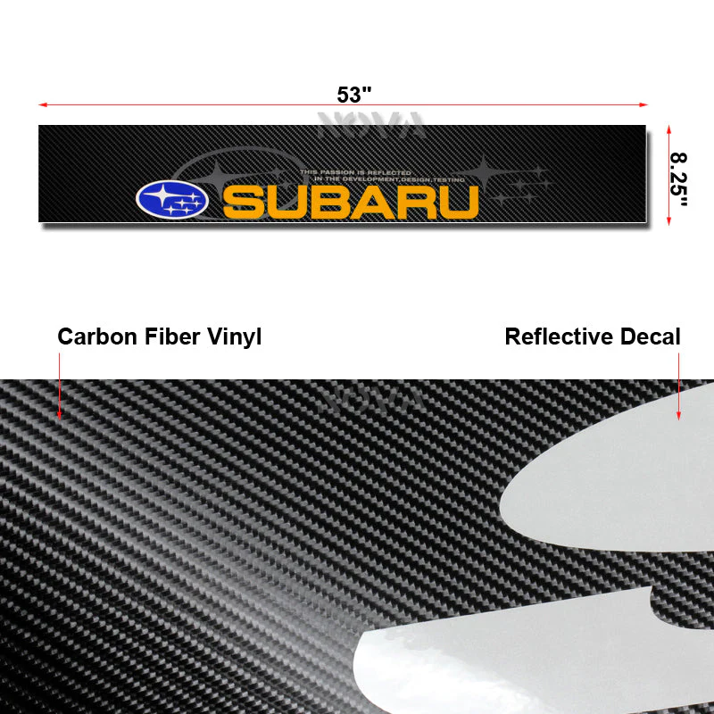 Universal 59" x 4" Painted Black Side Skirt Extension Rocker Splitters Diffuser Lip 6pcs with Subaru Carbon Fiber Windshield Banner - Image 5