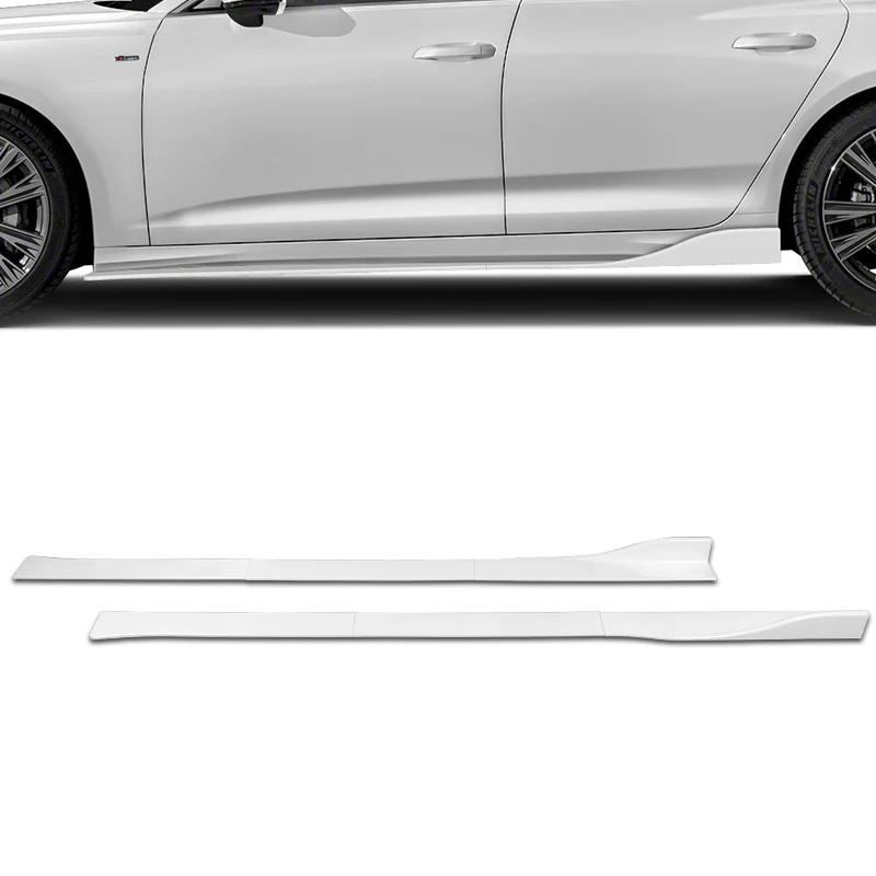 Universal 59" x 4" Painted White Side Skirt Extension Rocker Splitters Diffuser Lip 6pcs