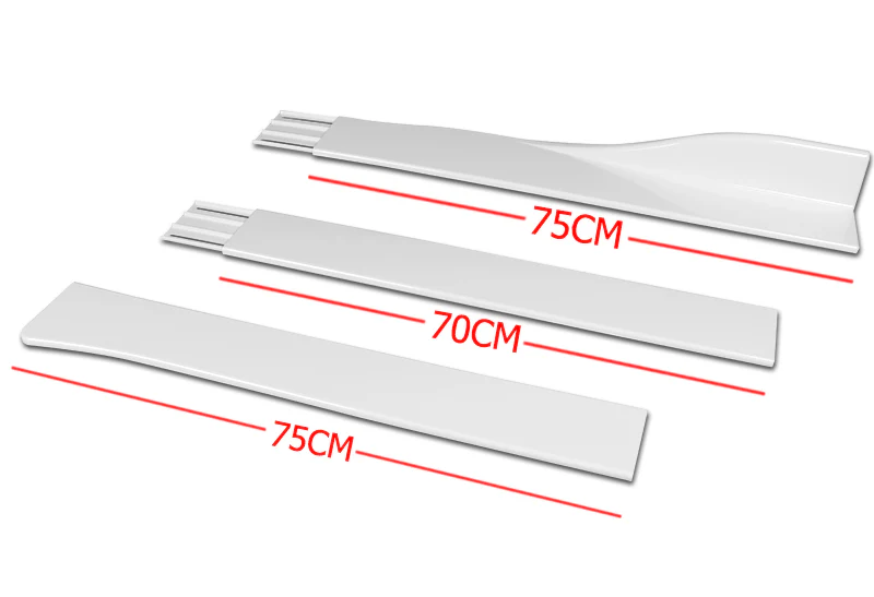 Universal 59" x 4" Painted White Side Skirt Extension Rocker Splitters Diffuser Lip 6pcs - Image 4