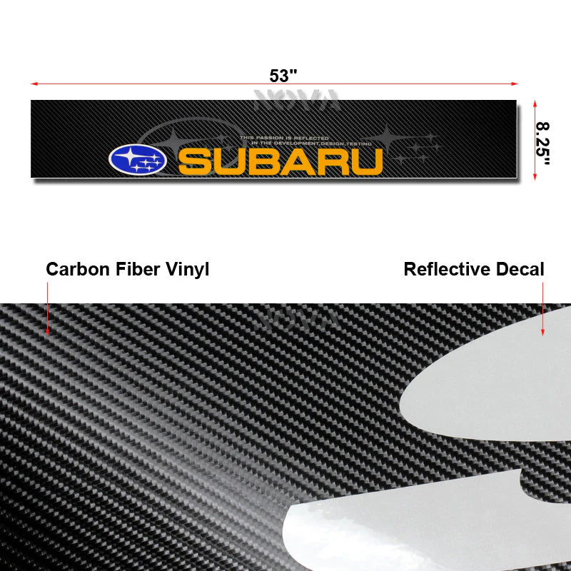 Universal 59" x 4" Painted White Side Skirt Extension Rocker Splitters Diffuser Lip 6pcs with Subaru Carbon Fiber Windshield Banner - Image 5