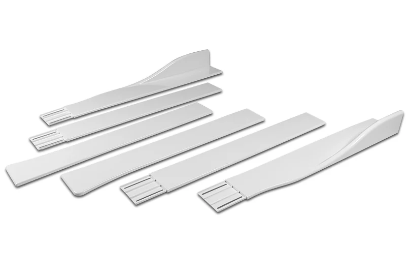 Universal 59" x 4" Painted White Side Skirt Extension Rocker Splitters Diffuser Lip 6pcs with Subaru Carbon Fiber Windshield Banner - Image 7