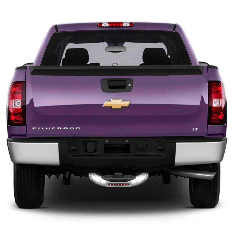 UNIVERSAL BULLY CHROME STEEL W/ LED BRAKE TAIL LIGHT HITCH REAR TOW TRAILER BACK STEP BAR 1.25" & 2"