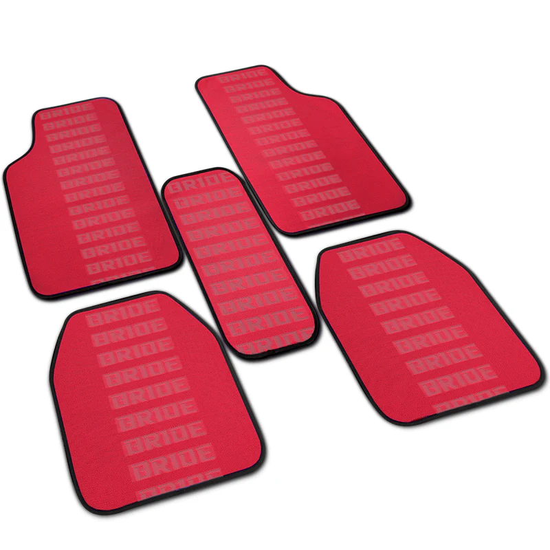 Universal JDM Bride Racing Fabric Red Hybrid Floor Mats Interior Carpets 5PCS - Image 7