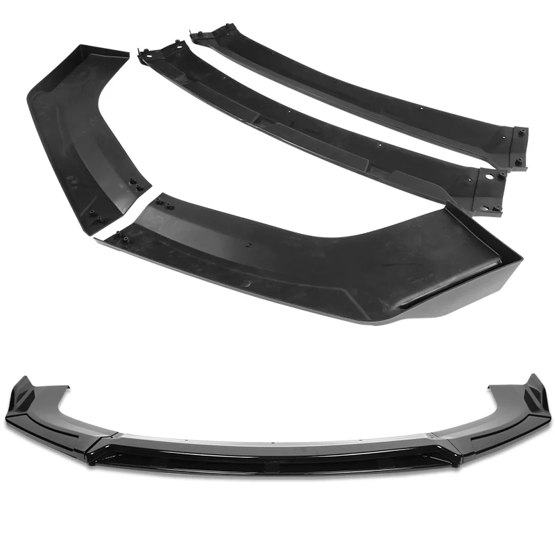 Universal Painted Black Configurable of up 3-Different Style Front Bumper Body Splitter Spoiler Lip 4PCS - Image 4
