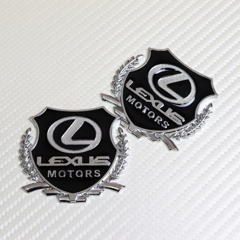 Lexus Silver 3D Metal Emblem Sticker x2