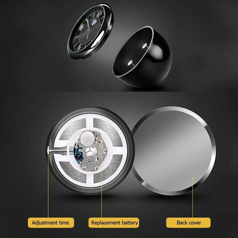 VOLVO Set of Car 15" Steering Wheel Cover Carbon Fiber Look Leather with Exquisite Clock - Image 10