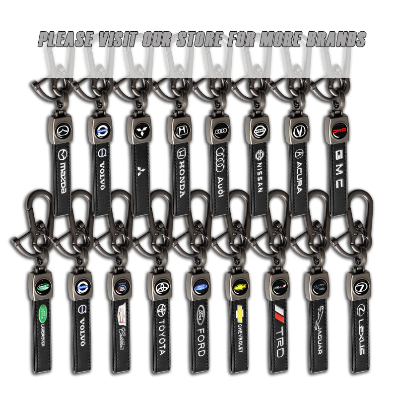 VOLVO Universal Black 3D Logo Leather Metal Gift Decor Quick Release Lanyard Keychain - Image 9