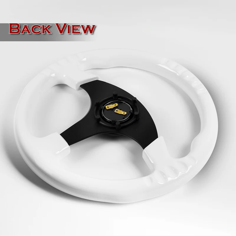 W-Power 13" 330mm Reinforced 6-Bolt Hole JDM Euro VIP Style Galaxy Classic Wood Grain Trim Grip With Aluminum Finished 3-Spoke Steering Wheel -White Wood With Black Line Grip - Image 5