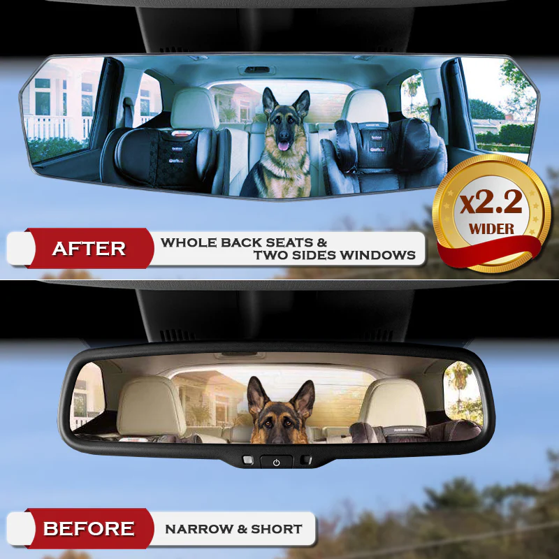 W-Power 400mm Wide Universal Interior Clip On Largest Visibility Panoramic Rear View Mirror -Blue Tint Flat - Image 8