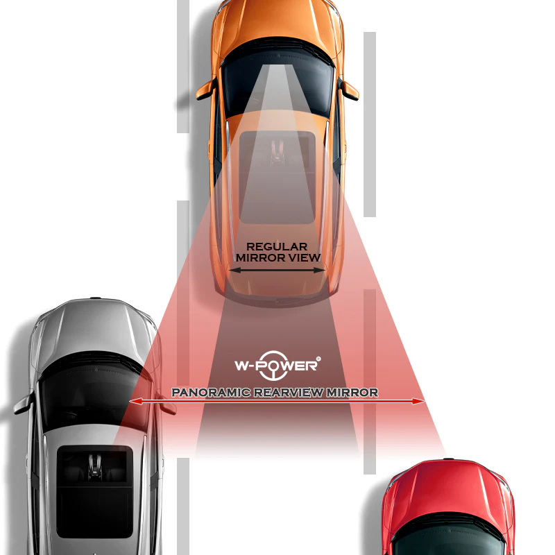 W-Power 300mm Wide Universal Interior Clip On Largest Visibility Panoramic Rear View Mirror -Clear Tint Flat - Image 9