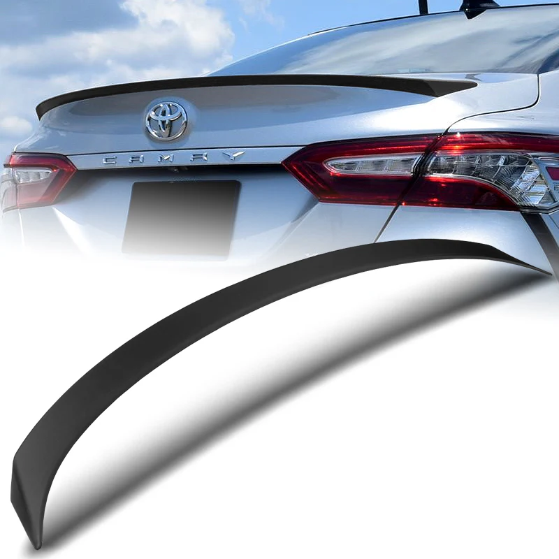 W-Power ABS OE-Style Rear Trunk Lip Duckbill Spoiler Wing For 2018-2024 Toyota Camry Sedan -Unpainted Matte Black