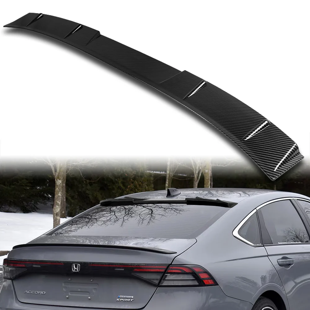 W-Power ABS Rear Widow Roof Visor Wing Spoiler For 2023- 2025 Honda Accord Sedan -Carbon Fiber Style - Image 5