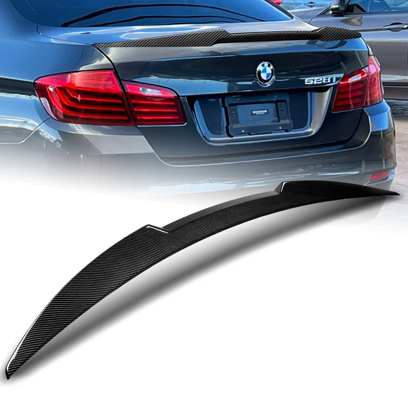 W-Power ABS V-Style Rear Trunk Lip Spoiler Wing For 2011-2016 BMW 5-Series/M5 F10 F18 -Carbon Fiber Look - Image 5
