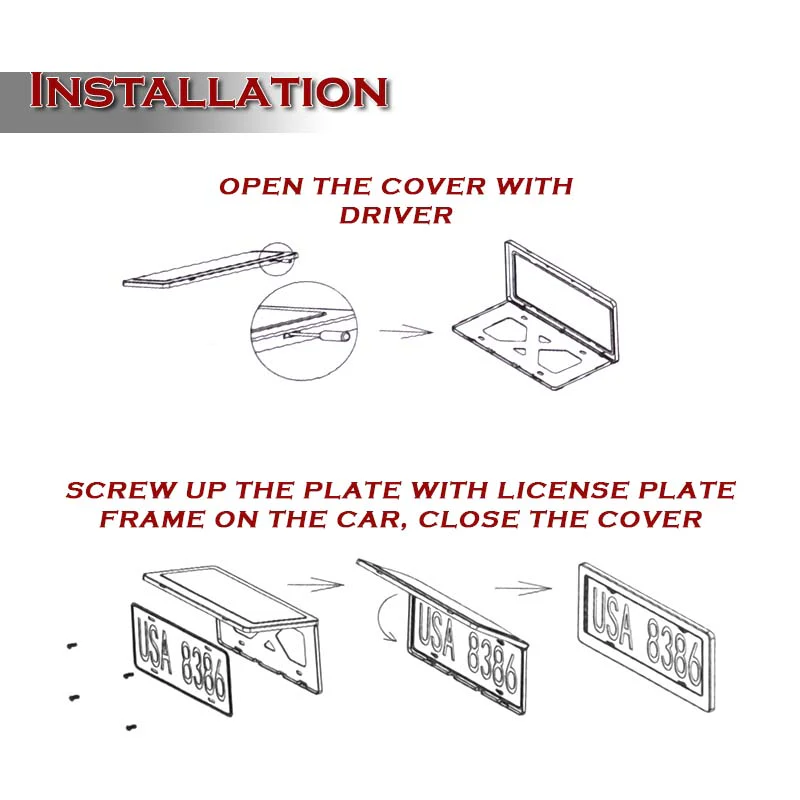 W-Power Red Real Carbon Fiber License plate frame TAG cover Front Rear W/Bracket - Image 2