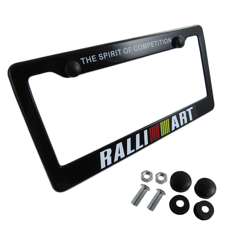 Mitsubishi Ralliart Black ABS License Plate Frame with Caps - Image 2