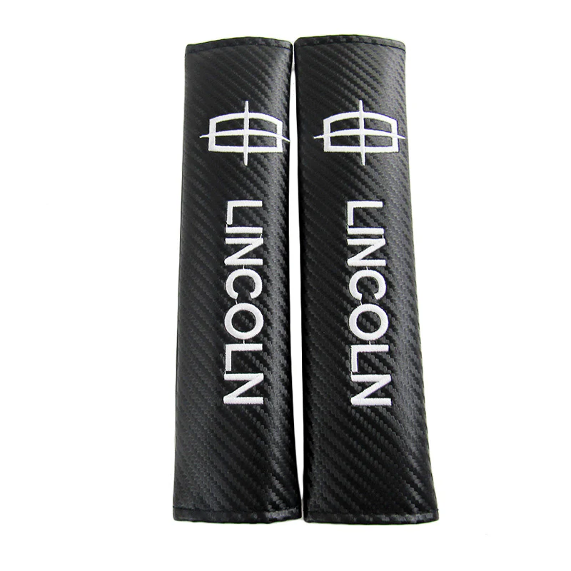 Lincoln Black Carbon Fiber Look Seat Belt Cover X2 - Image 5