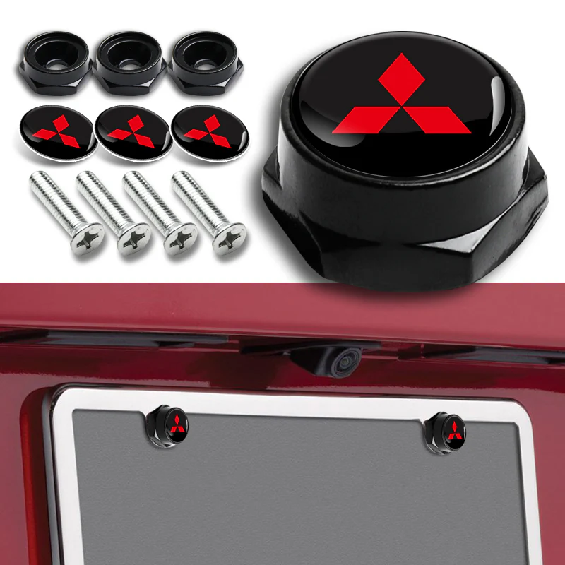 X4 Universal Auto Car License Plate Bolts Frame Screw Caps Covers for Mitsubishi - Image 2